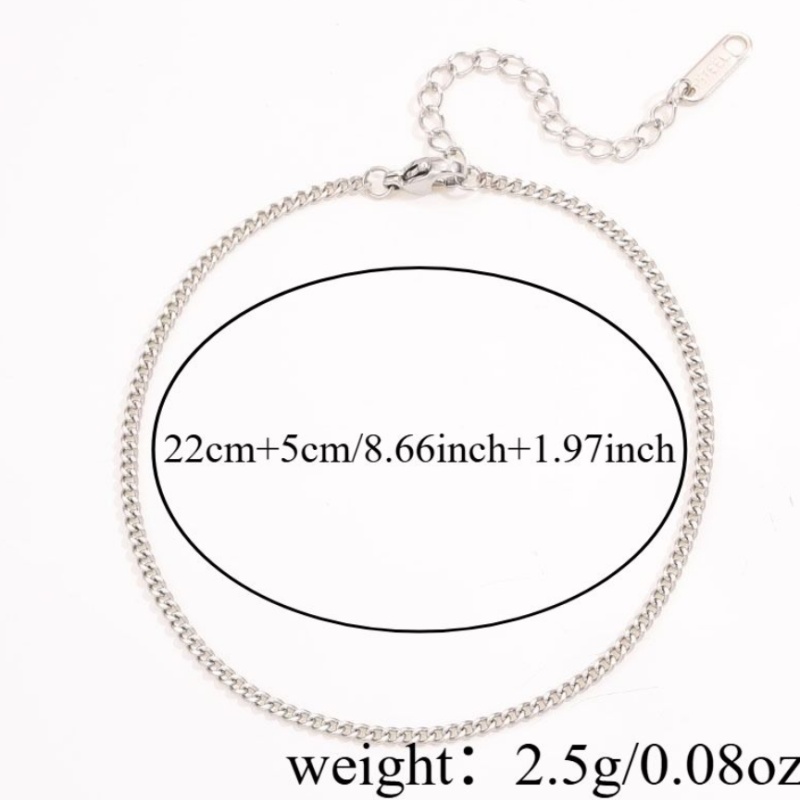 2pcs Fashion Stainless Steel Shining Snake Bone Chain Anklet Set